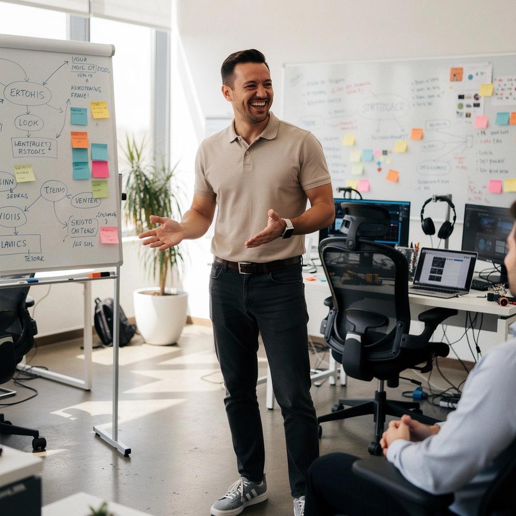 A diverse group of professionals collaborating around a laptop, demonstrating practical technology use in everyday work life.